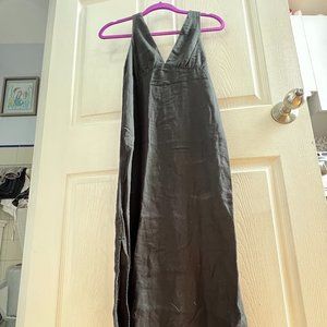 Old Navy Black Linen Blend Tie-Back Midi Dress